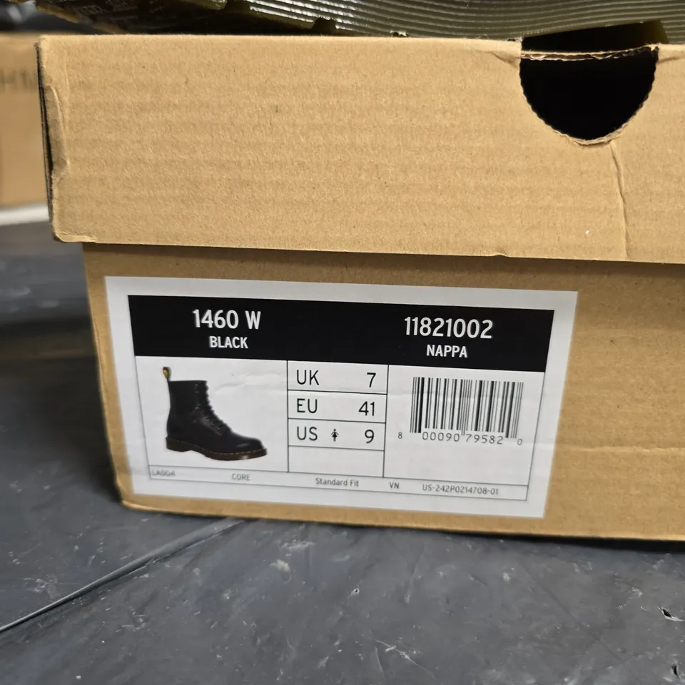 DR. MARTENS 1460 NAPPA WOMENS BOOTS – BLACK, UK 7 (EU 41), BOXED