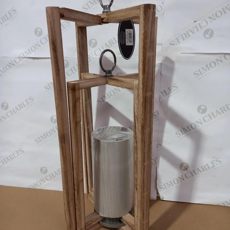 HESTIA SET OF 2 WOODEN FLOOR LANTERNS RRP £75