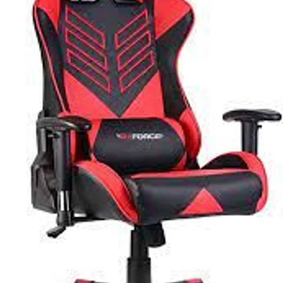 BOXED DESIGNER GT FORCE PRO GT LEATHER RACING SPORTS OFFICE CHAIR IN BLACK & RED