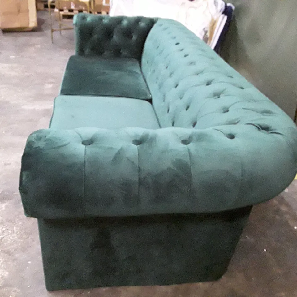 QUALITY DESIGNER 3 SEATER SOFA - GREEN VELVET FABRIC