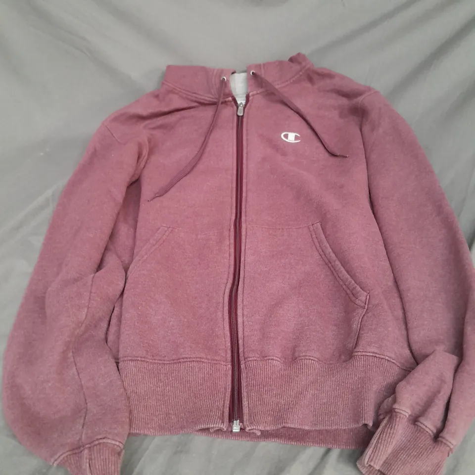 CHAMPION ZIP UP HOODY IN WINE MARL SIZE S