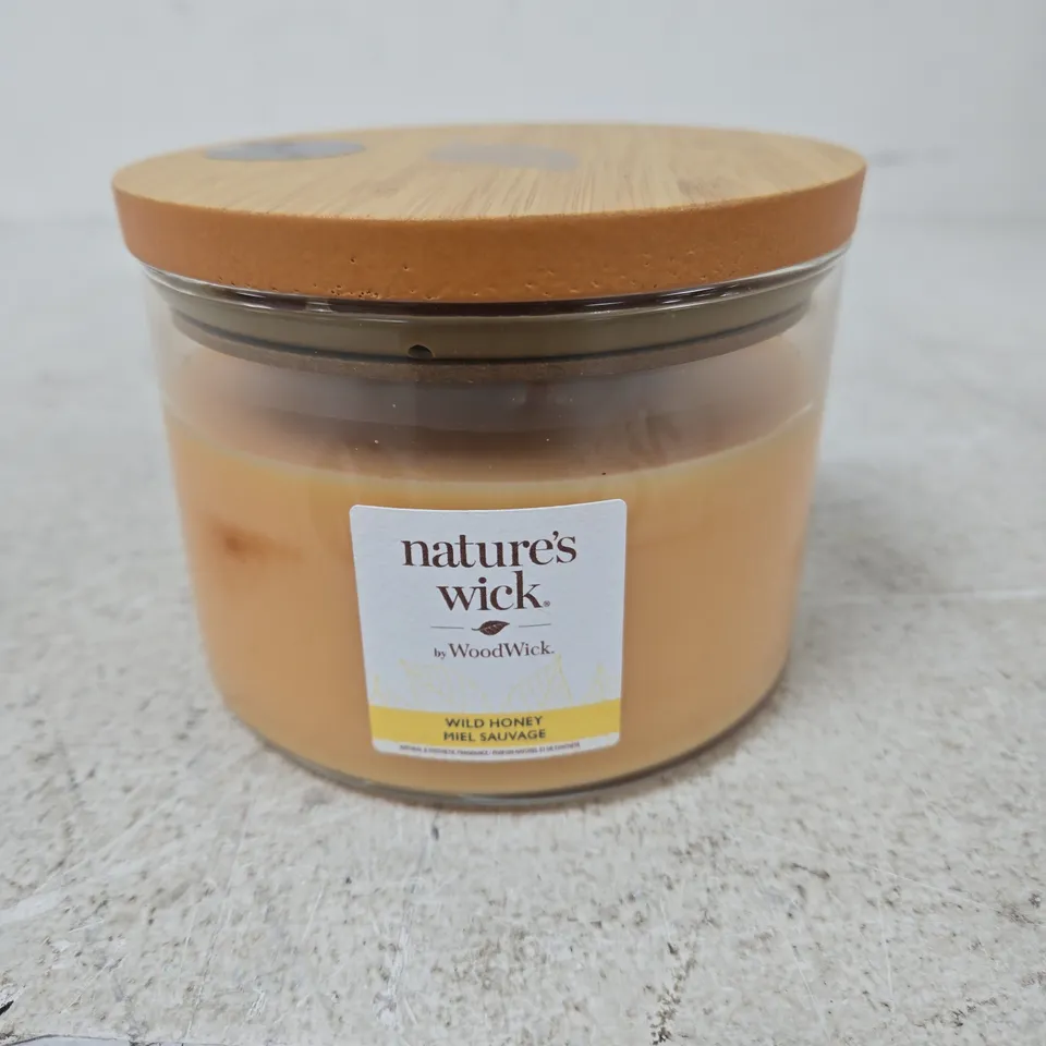 WOODWICK NATURE'S WICK WILD HONEY CANDLE – GLASS JAR WITH WOODEN LID