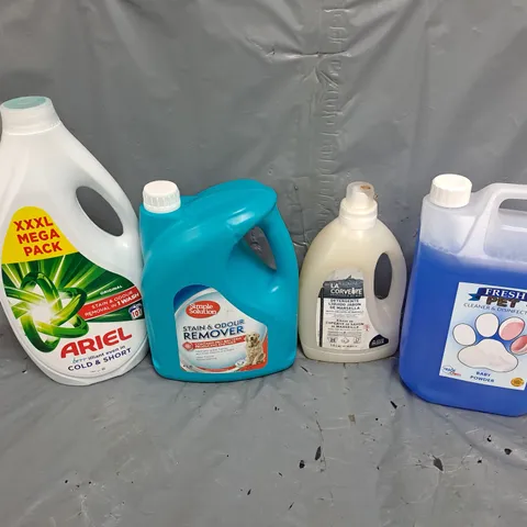APPROXIMATELY 4 ASSORTED CLEANING PRODUCTS TO INCLUDE - ARIEL LAUNDRY DETERGENT - FRESH PET CLEANER & DISINFECTANT - COLLECTION ONLY