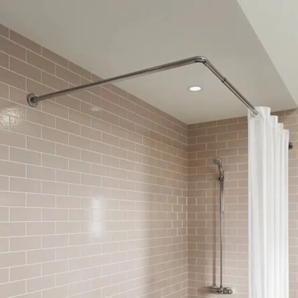 BOXED L-SHAPED FIXED SHOWER CURTAIN RAIL 