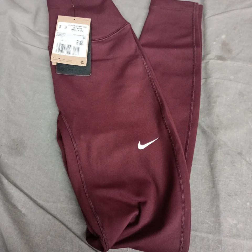 NIKE WOMEN'S BURGUNDY TRAINING LEGGINGS – XS