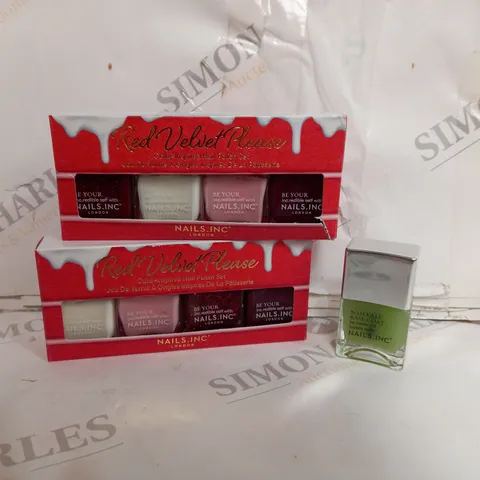 NAILS.INC RED VELVET PLEASE CAKE-INSPIRED NAIL POLISH SET X2 AND NAILKALE BASE COAT X1