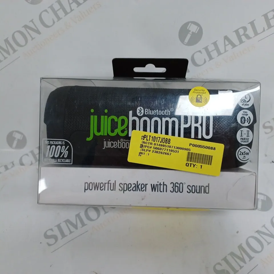 BOXED JUICEBOOMPRO PORTABLE BLUETOOTH SPEAKER 