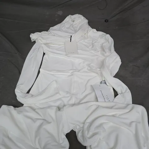 CLUB L LONDON GRACIOUS WHITE JUMPSUIT WITH ASYMMETRIC NECKLINE – UK 8