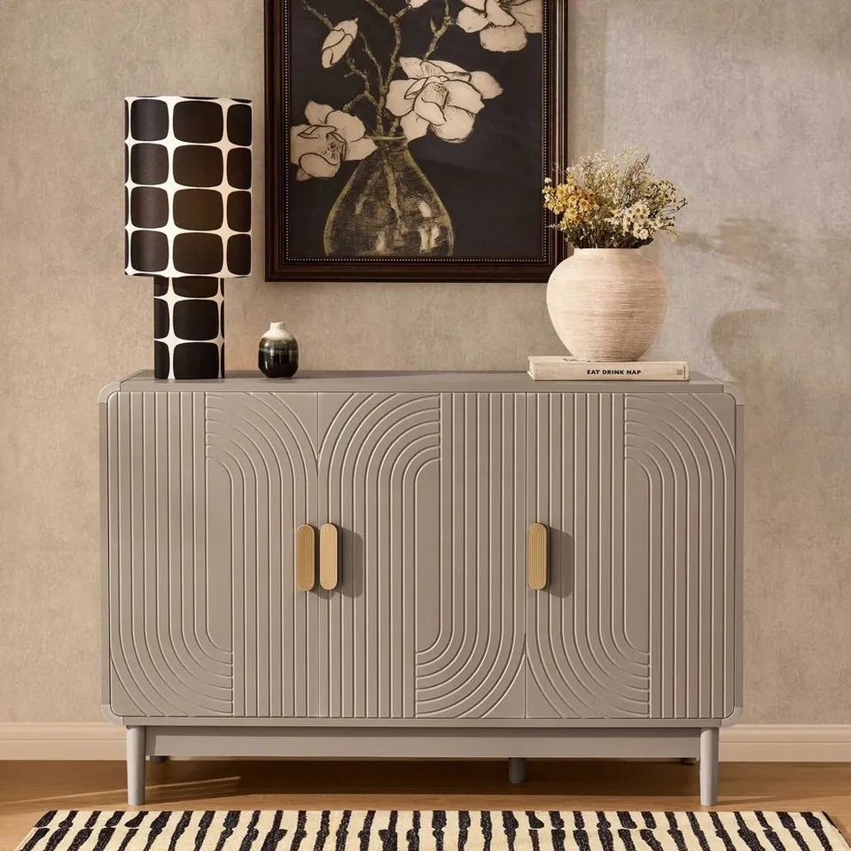 BOXED DUSK MARNIE 3 DOOR SIDEBOARD - TAUPE (1 BOX)