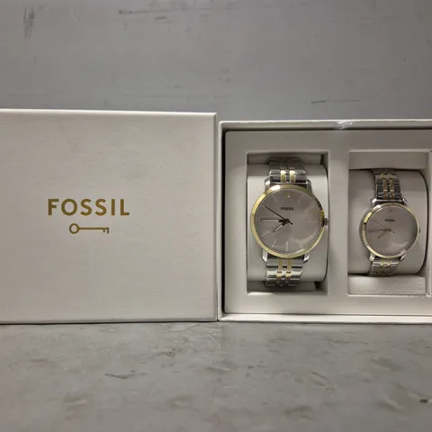 BOXED FOSSIL HIS AND HER CLASSIC WATCH 
