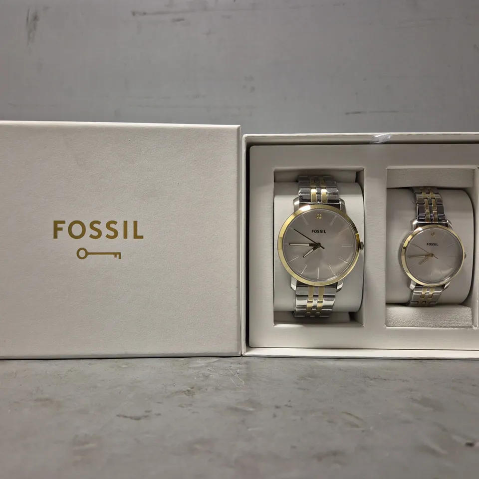 BOXED FOSSIL HIS AND HER CLASSIC WATCH 