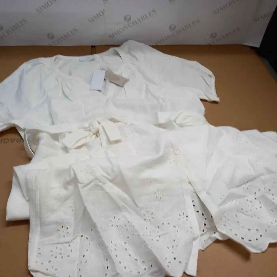 THE WHITE COMPANY LINEN BRODERIE DETAIL DRESS - 18