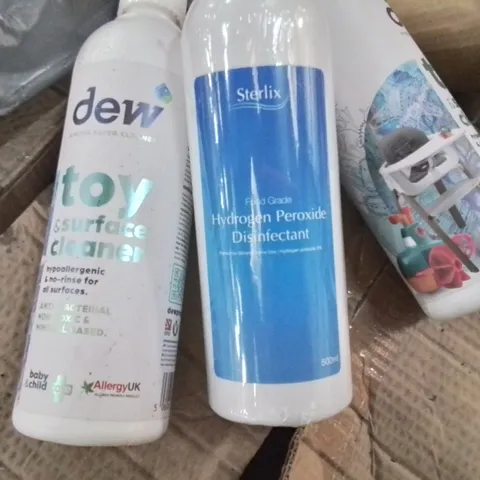 PALLET CONTAINING LARGE QUANTITY OF HYDROGEN PEROXIDE AND TOY/SURFACE CLEANER