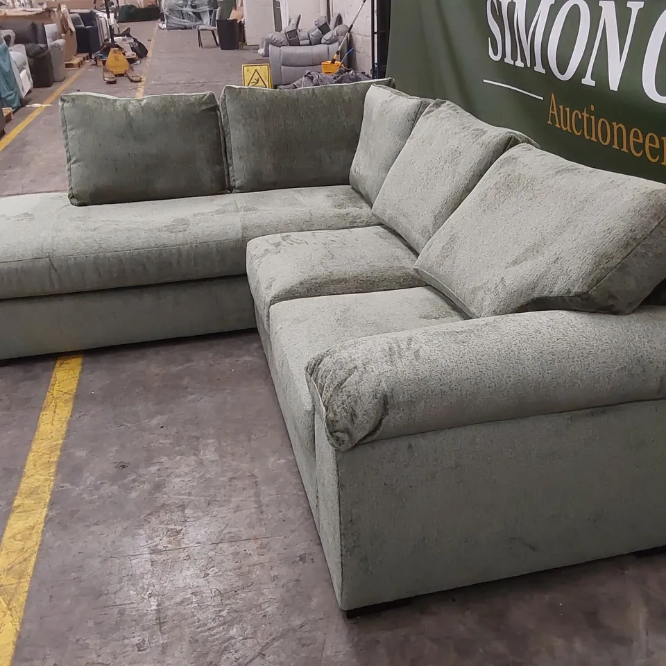 SALERNO STANDARD BACK FABRIC LEFT HAND CORNER CHAISE SOFA - GREEN RRP £999