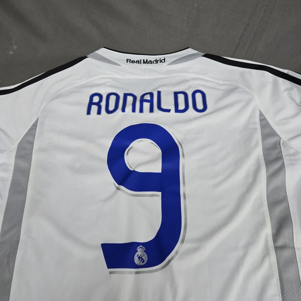 RETRO REAL MADRID HOME JERSEY WITH RONALDO 9 SIZE SMALL