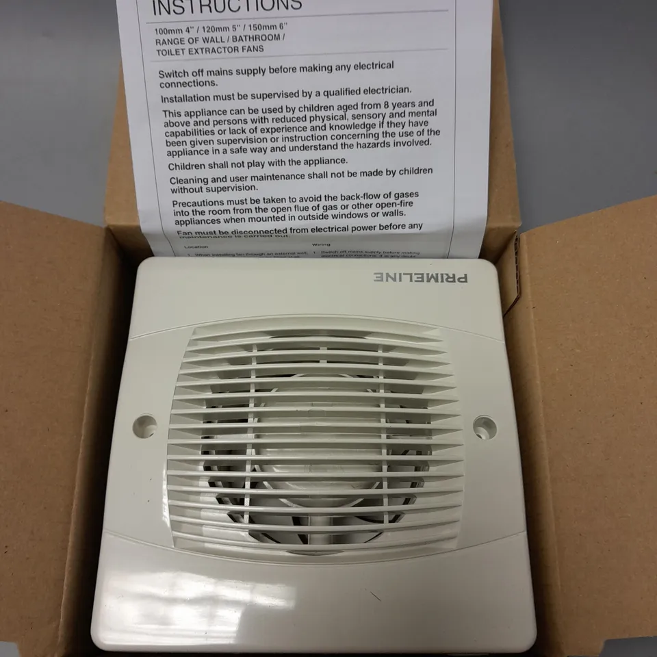 BOXED PRIMELINE EXTRACTOR FAN 100MM 4"