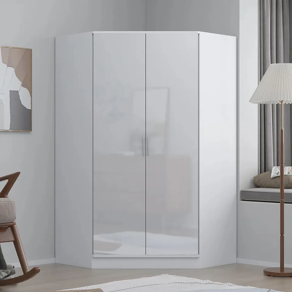 BOXED EVA HIGH GLOSS 2 DOOR CORNER WARDROBE 180CMX103CM 3 BOXES