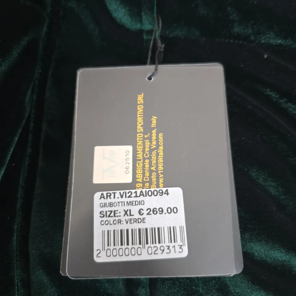 V 1969 ITALIA VELVET PUFFER JACKET – GREEN, UK XL