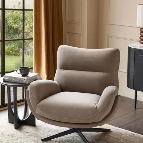 BOXED DANETTI PIPER MOCHA PLUSH FABRIC OCCASIONAL CHAIR