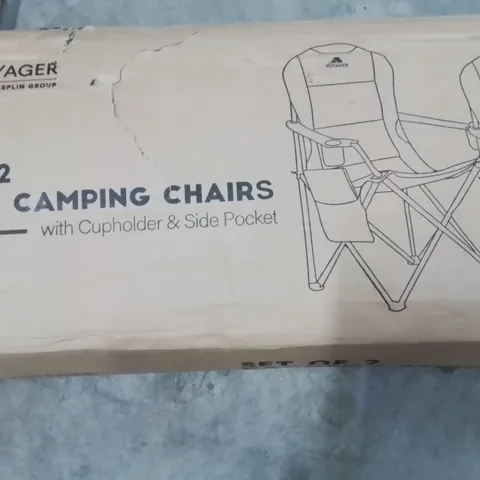 BOXED VOYAGER SET OF 2 PADDED CAMPING CHAIRS GREY