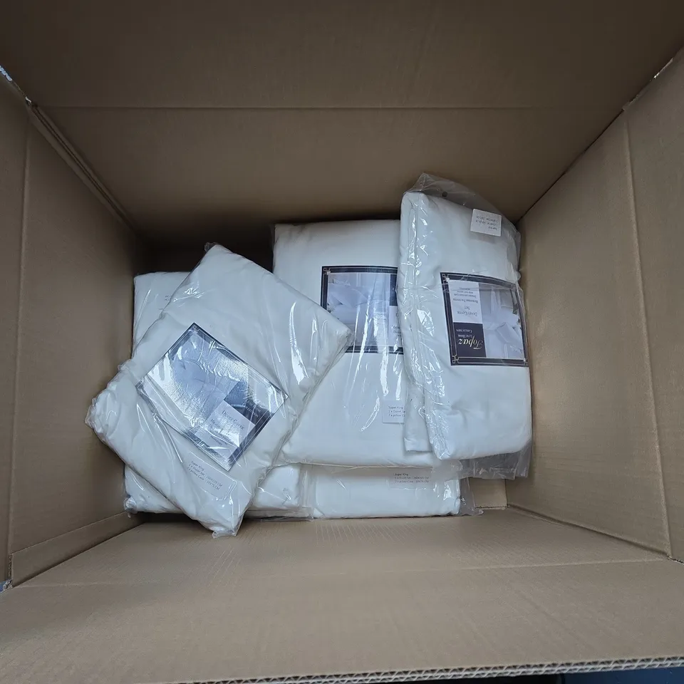 TOPAZ LUXE HOME COLLECTION DUVET COVER SET – SUPER KING, WHITE, MICROFIBER POLYESTER, BOX OF APPROXIMATELY 10