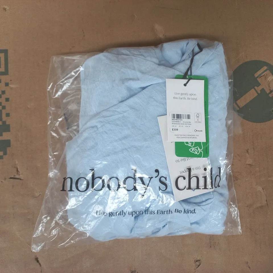 BAGGED NOBODY'S CHILD BRIDESMAIDS SKYLAR MIDI DRESS IN BLUE SIZE UK 14