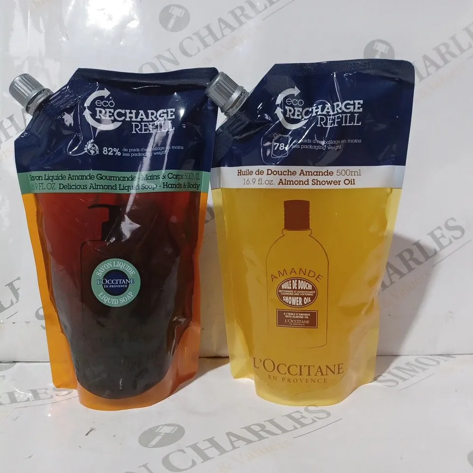 BOXED L'OCCITANE 2 PIECE ALMOND REFILL 500ML BODY SET