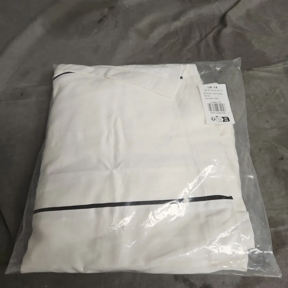 RHODEN LINEN SKIRT – WHITE, UK 14
