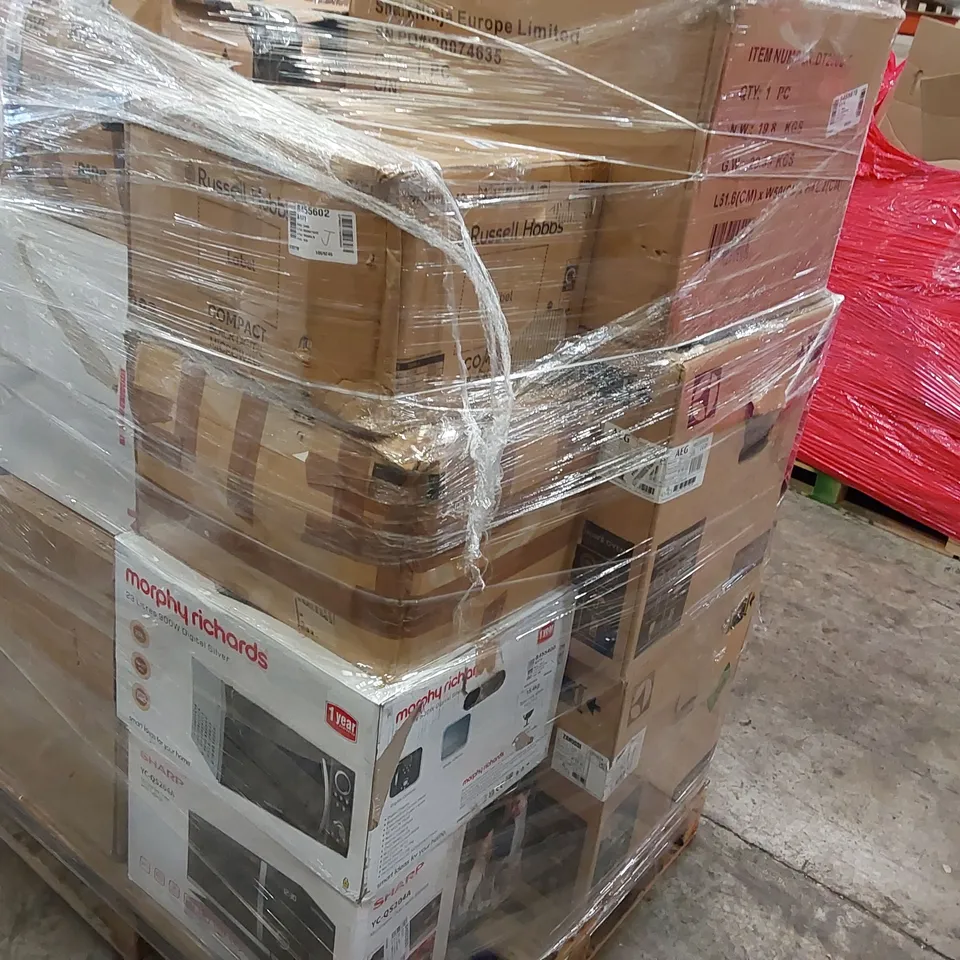 PALLET OF APPROXIMATELY 14 UNPROCESSED RAW RETURN MICROWAVE OVENS TO INCLUDE;