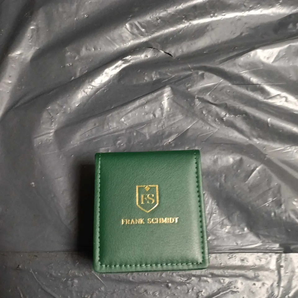 FRANK SCHMIDT WATCH – GREEN DIAL, STAINLESS STEEL CASE, BLACK LEATHER STRAP