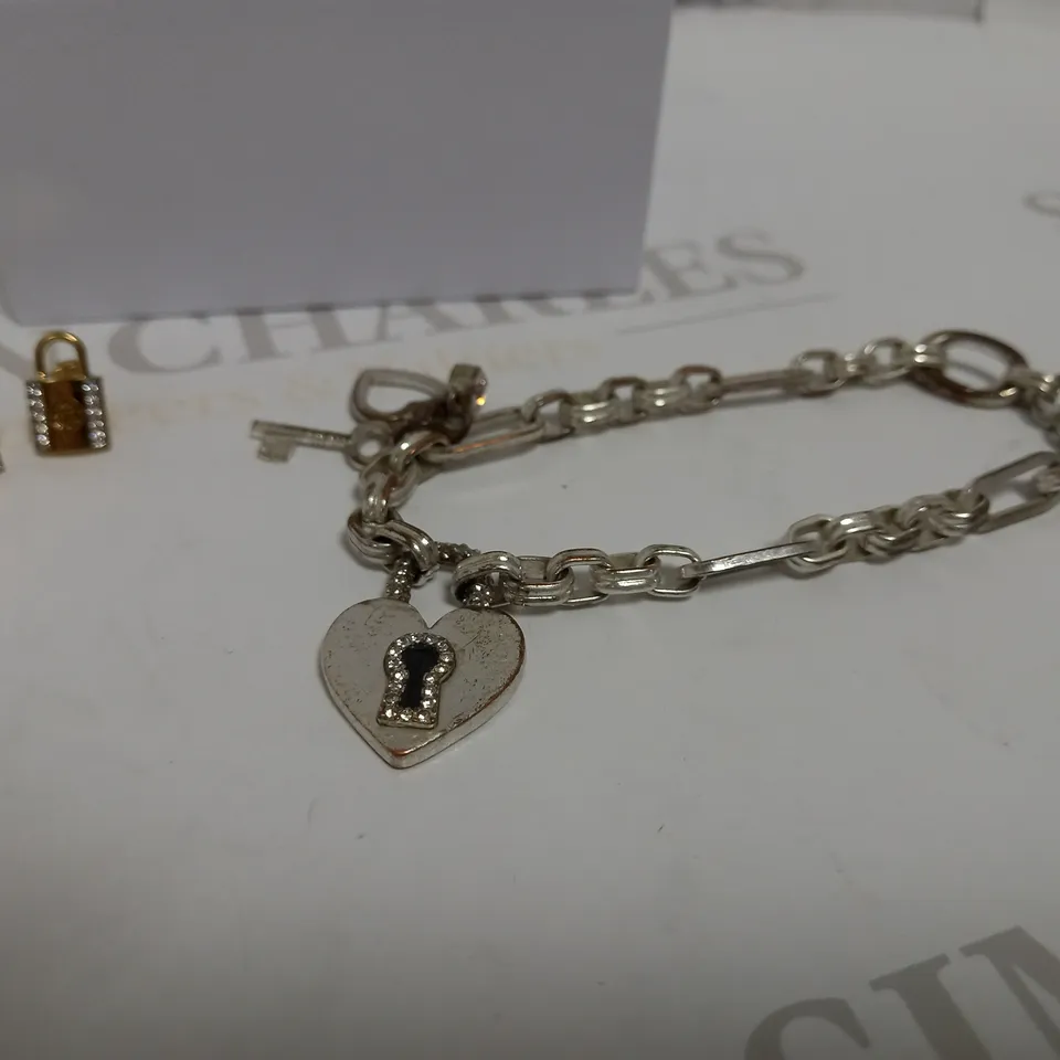 GUESS KEEP ME CLOSE STUD EARRINGS + BIBI BIJOUX PAVE HEART PADLOCK BRACELET RRP £69
