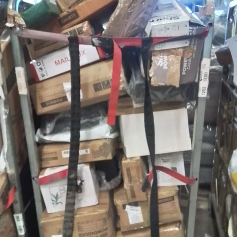 CAGE OF ASSORTED HOUSEHOLD GOODS AND PRODUCTS TO INCLUDE;END TABLE,LAPTOP DESK,SHOE RACK,DOG BED