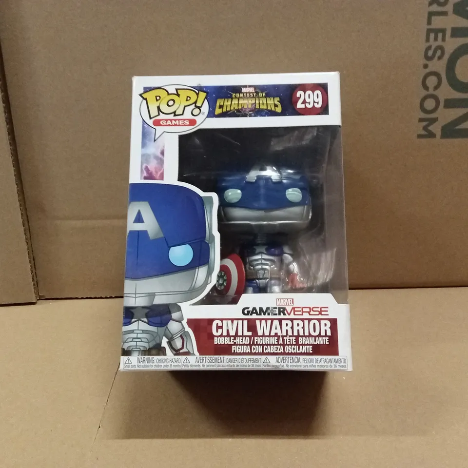 BOXED FUNKO POP MARVEL CONTEST OF CHAMPIONS 299 CIVIL WARRIOR BOBBLE-HEAD