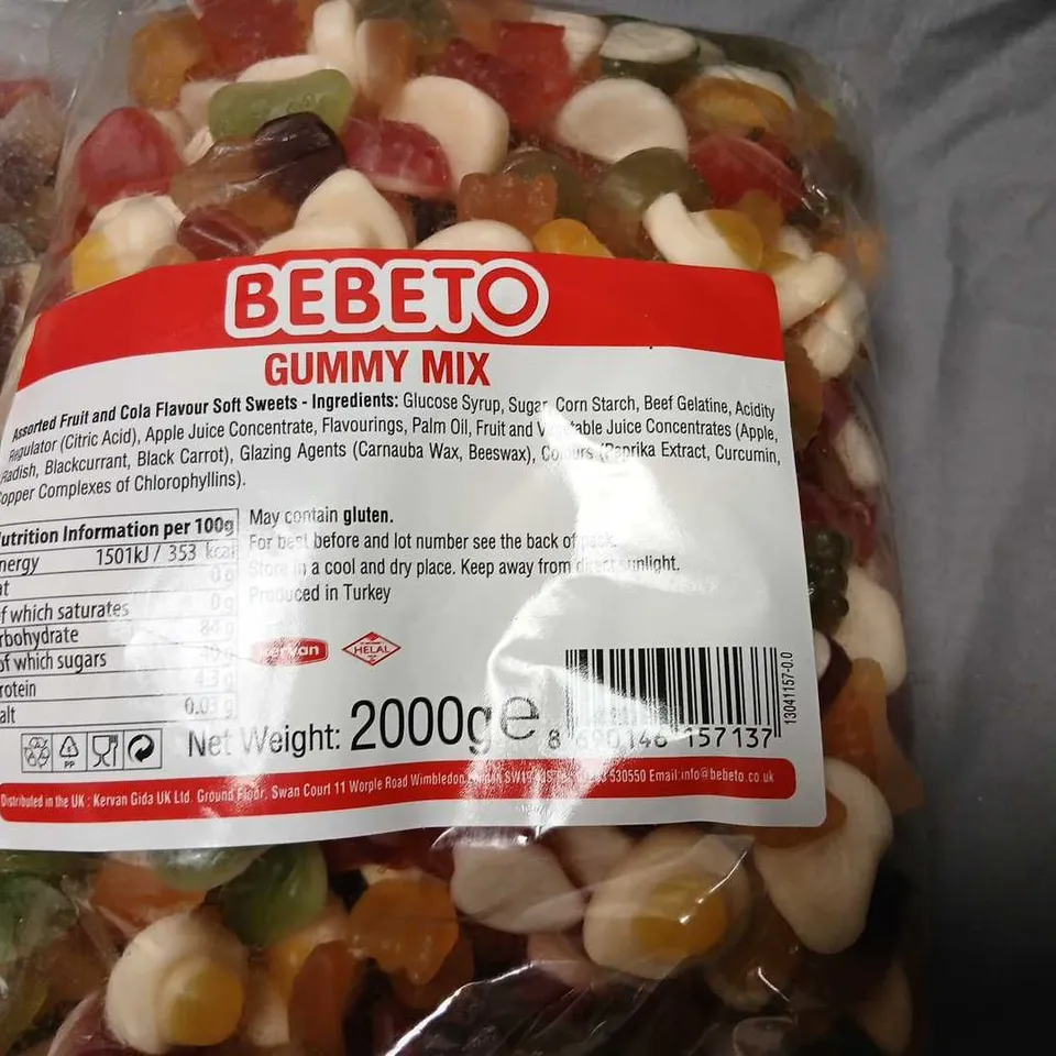 BEBETO GUMMY MIX – ASSORTED FRUIT FLAVOUR SOFT SWEETS, 2 X 2KG BAGS