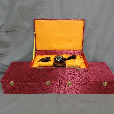 BOX TO INCLUDE 3 BLACK OBSIDIAN FENG SHUI 3-PIECE ORNAMENT SETS