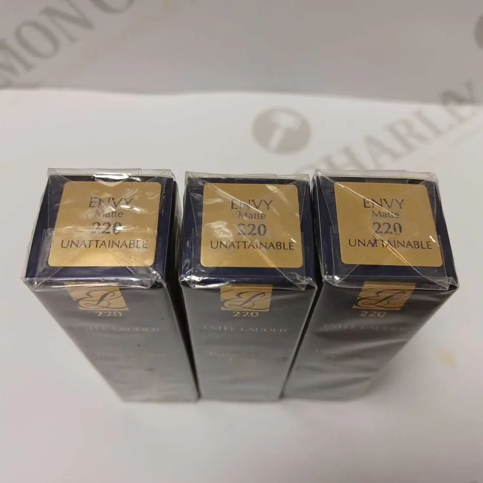 LOT OF 3 ESTEE LAUDER PURE COLOUR ENVY MATTE LIPSTICKS - #220 UNATTAINABLE