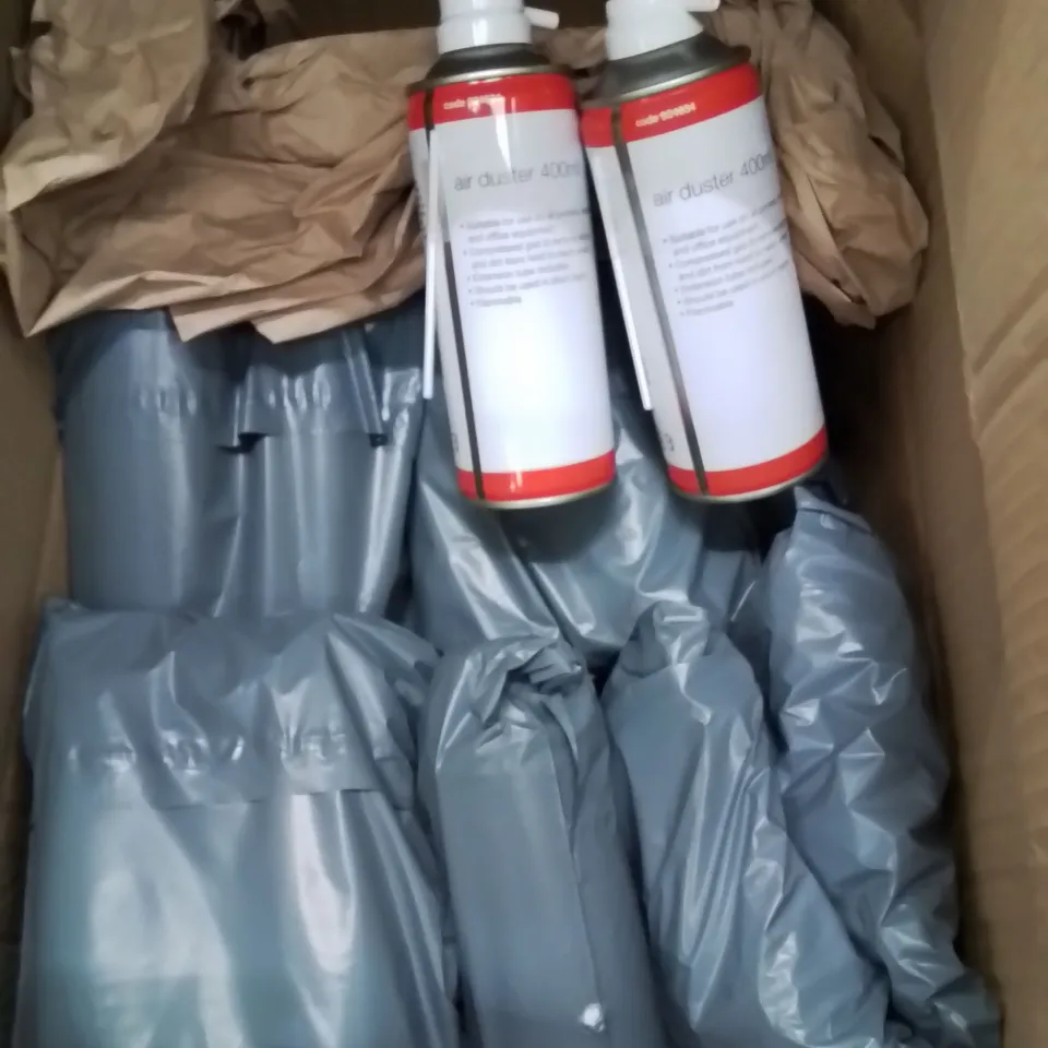 BOX CONTAINING LARGE AMOUNT OF BRAND NEW AIR DUSTER CANS