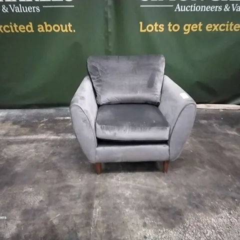 QUALITY DESIGNER HARDY EASY CHAIR PLUSES GRAY FABRIC