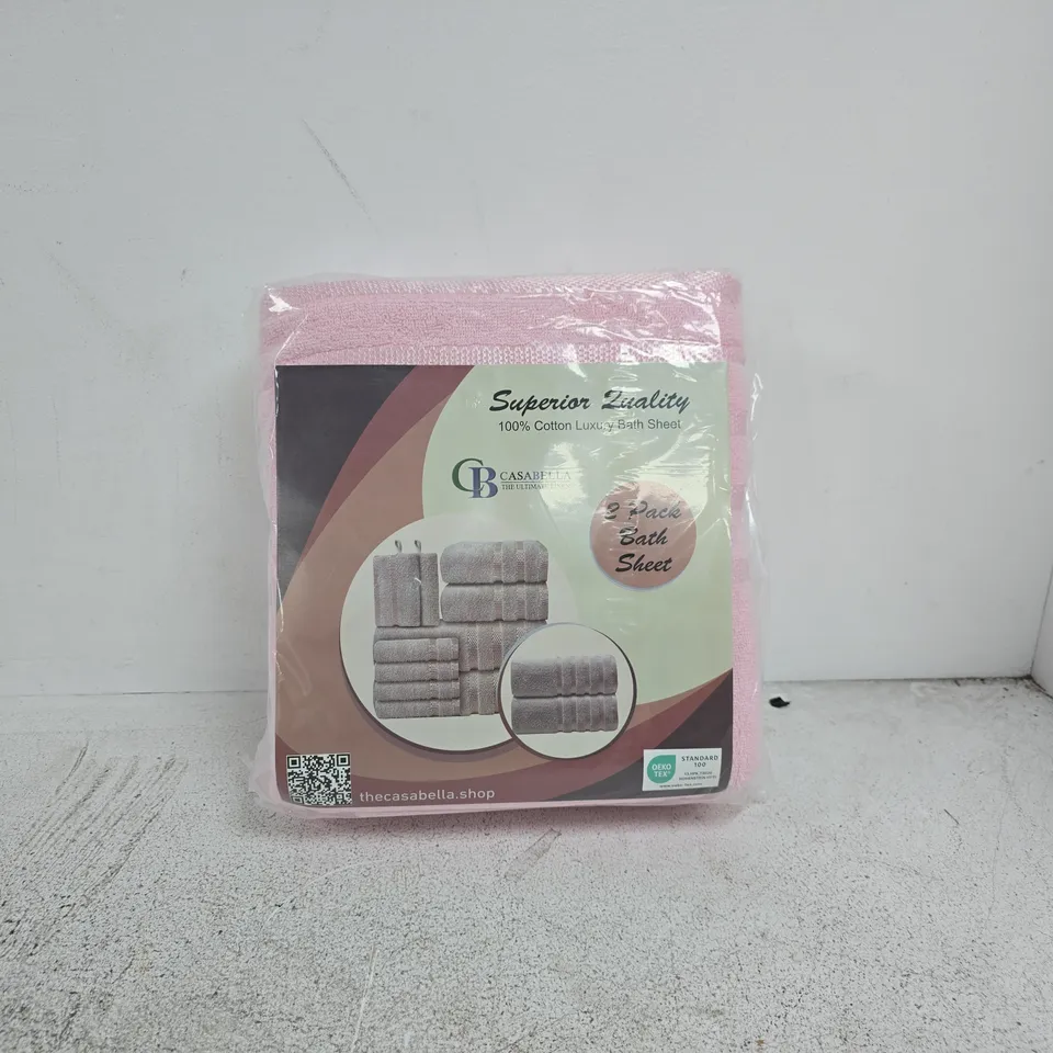 CASABELLA 2 PACK BATH SHEET PINK