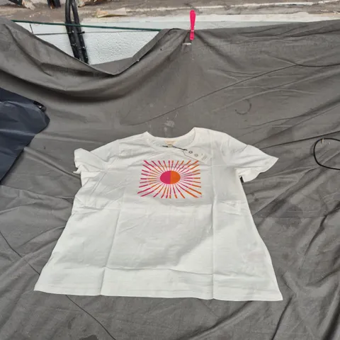 SEASALT CORNWALL WOMEN'S ORGANIC COTTON T-SHIRT – WHITE WITH SUNBURST GRAPHIC