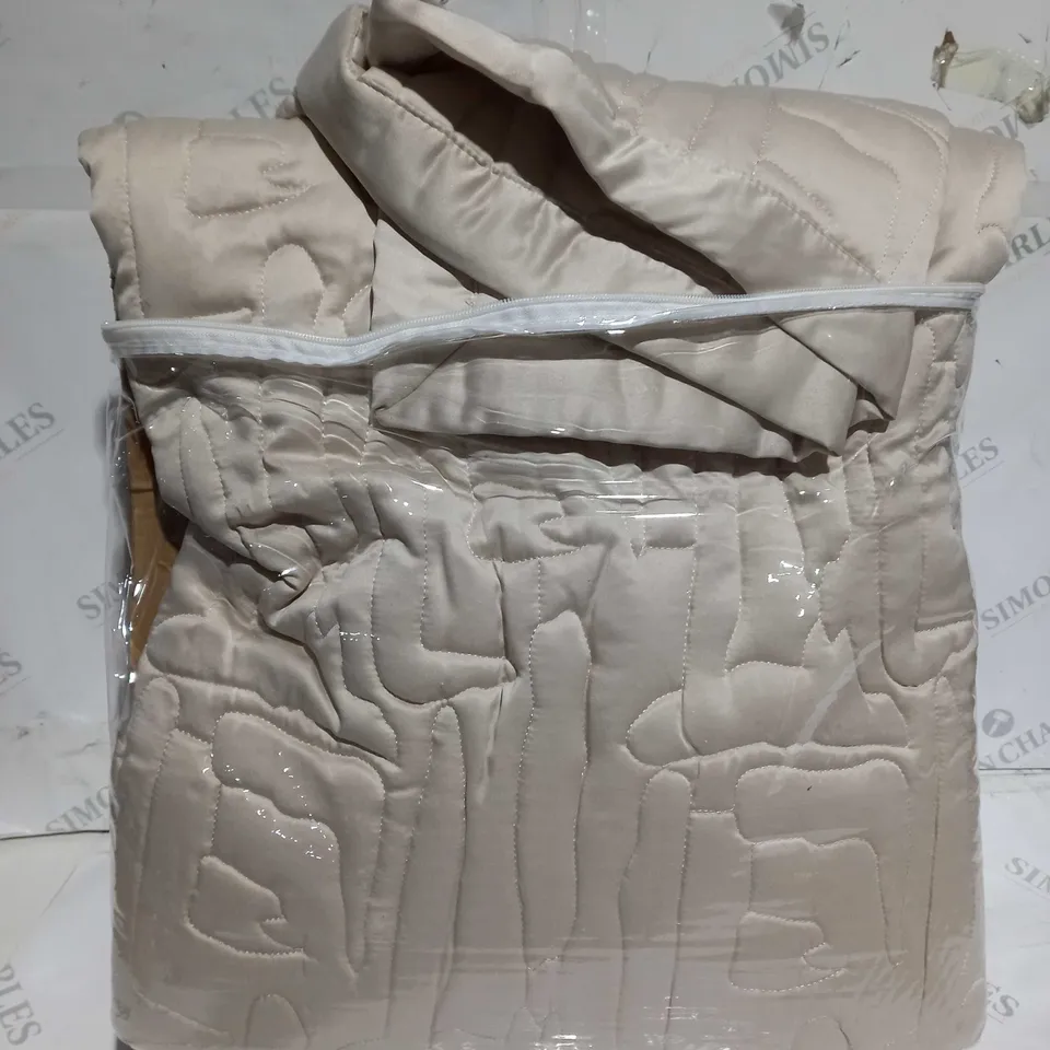 BOXED K BY KELLY HOPPEN ABSTRACT GEO BEDSPREAD AND SHAMS IN LATTE - DOUBLE