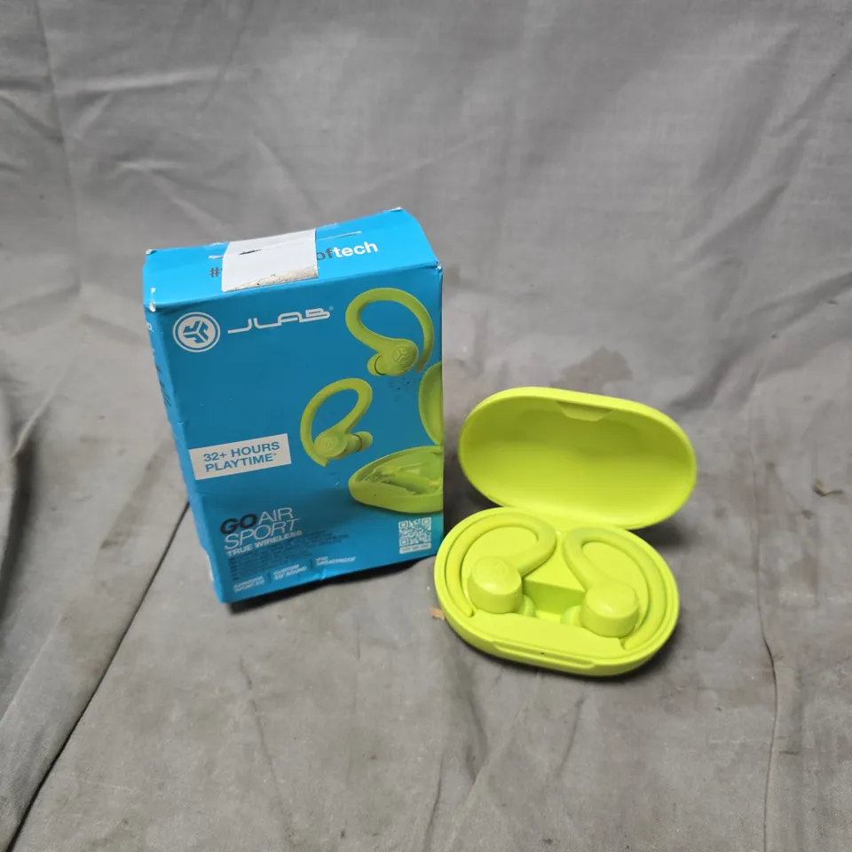 BOXED JLAB GOAIR SPORT WIRELESS EARBUDS IN LIME GREEN
