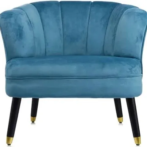 MY HOME STORIES VELVET ARMCHAIR WITH GOLD TIPPED LEGS - NAVY