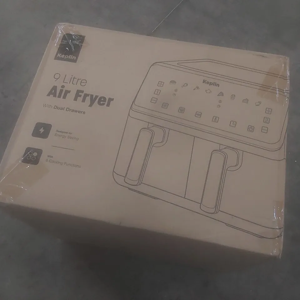 BOXED KEPLIN 9L AIRFRYER WITH DUAL DRAWERS