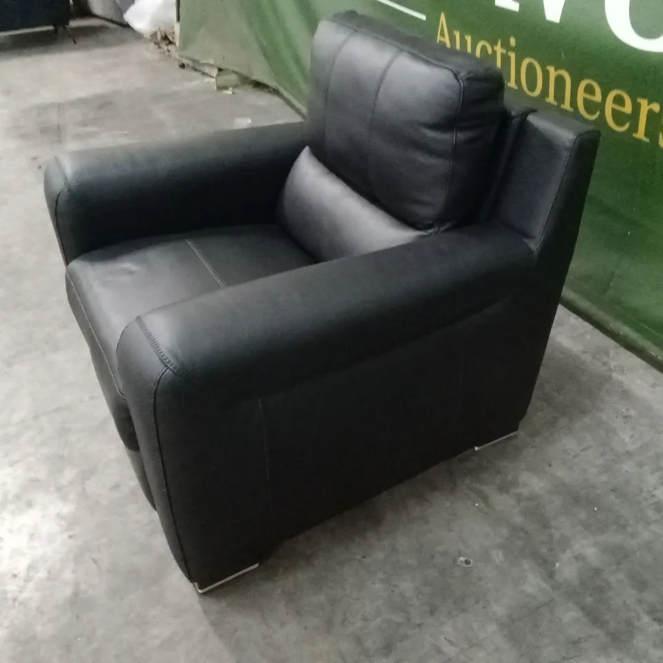 QUALITY DESIGNER ITALIAN MADE LUCCA POWER RECLINER LEATHER ARMCHAIR - BLACK