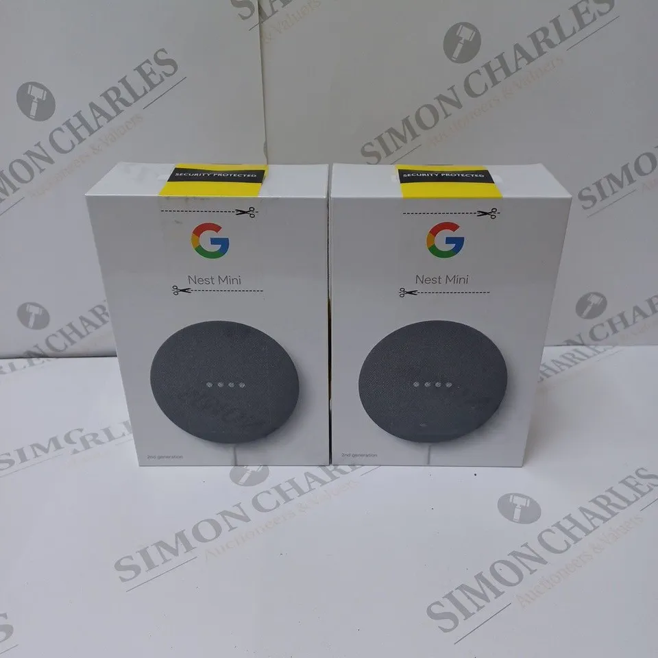 2 BRAND NEW BOXED GOOGLE NEST MINI 2ND GEN SMART SPEAKERS - CHARCOAL 