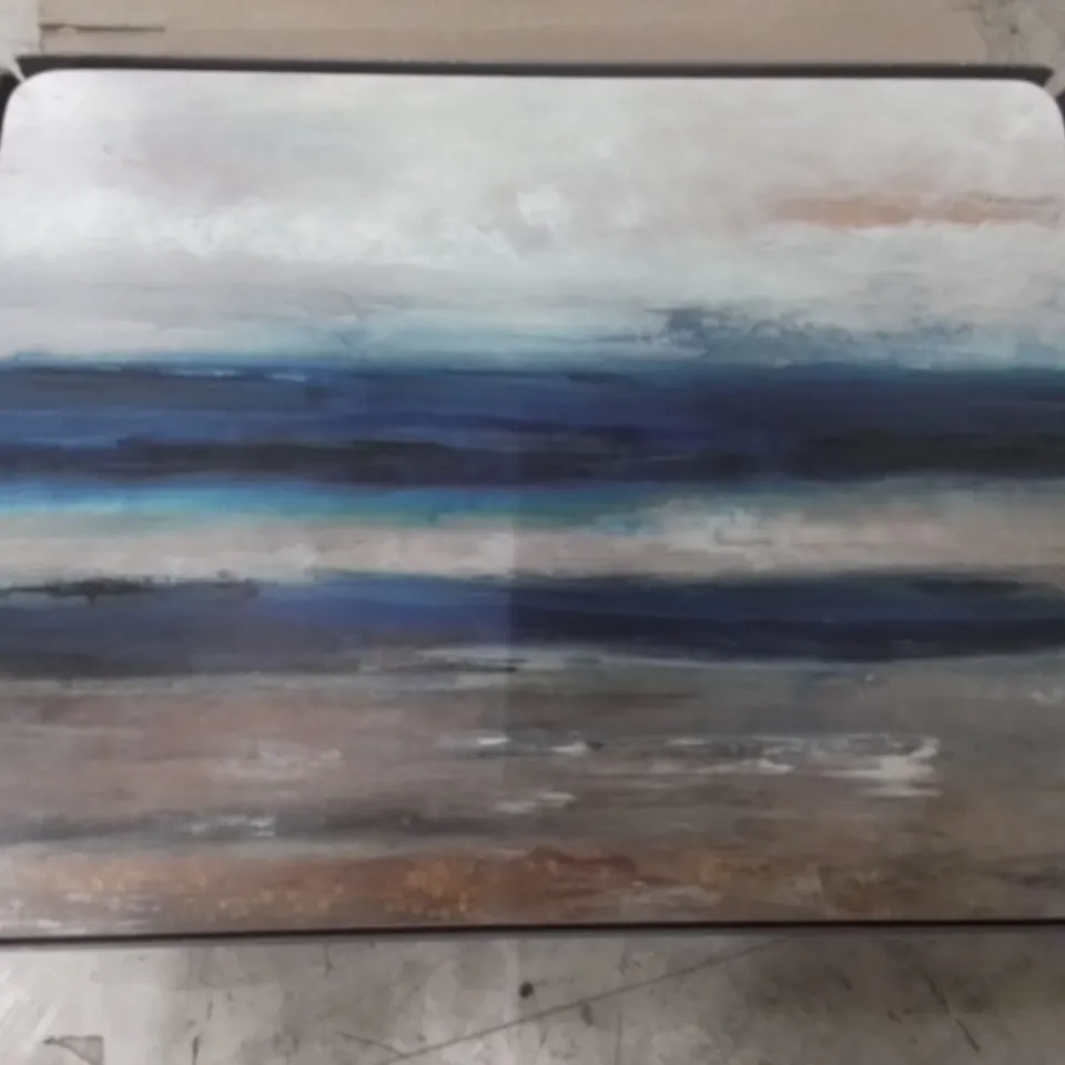 BOXED BLUE ABSTRACT CORK ABSTRACT RECTANGLE PLACEMATS (SET OF 6)