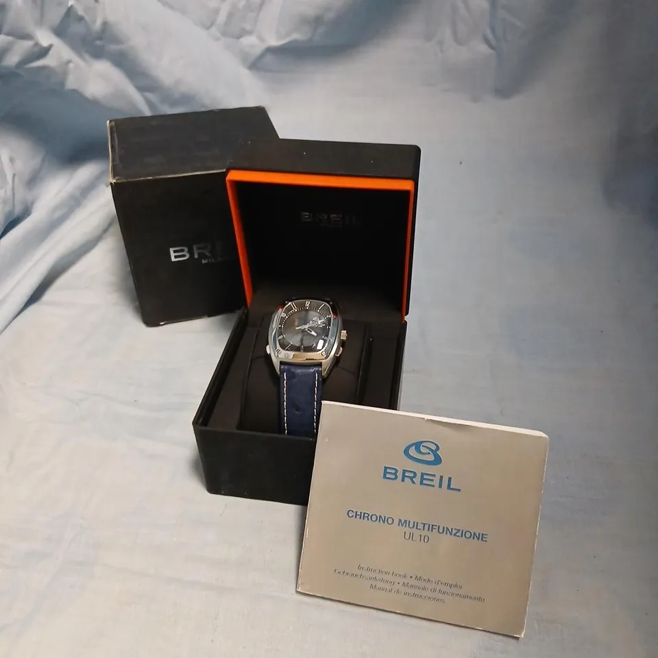 BREIL CHRONO MULTIFUZIONE UL10 WRISTWATCH – BLUE LEATHER STRAP, BOXED