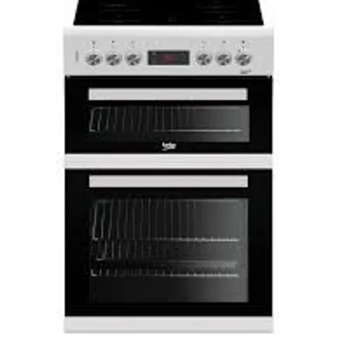 BOXED SWAN SX16720W 60CM WIDE TWIN CAVITY ELECTRIC COOKER WITH CERAMIC HOB - WHITE