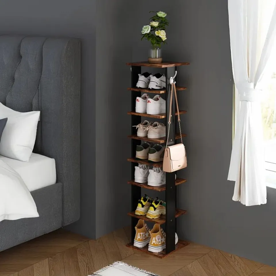 BOXED 8 TIER VINTAGE BREEZE VERTICAL SHOE RACK (1 BOX)